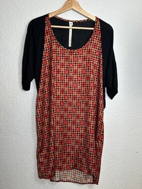 Uncle Frank Black Orange Tunic Top Womens Medium Floral Hippie